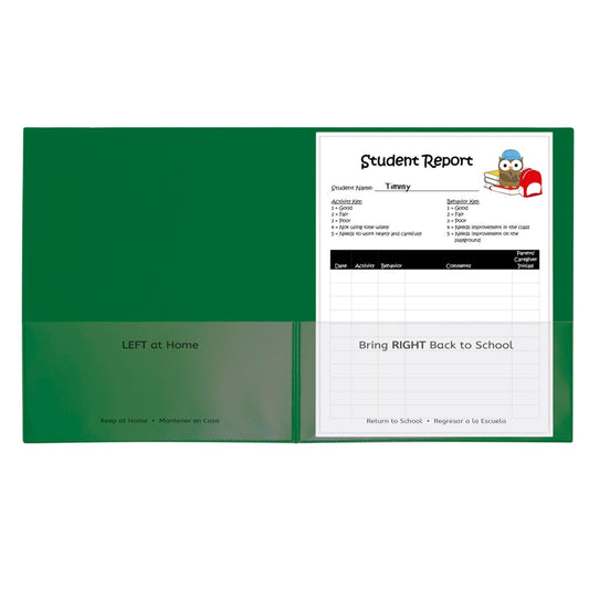 Classroom Connector™ School-To-Home Folders, Green, Box of 25 - Loomini