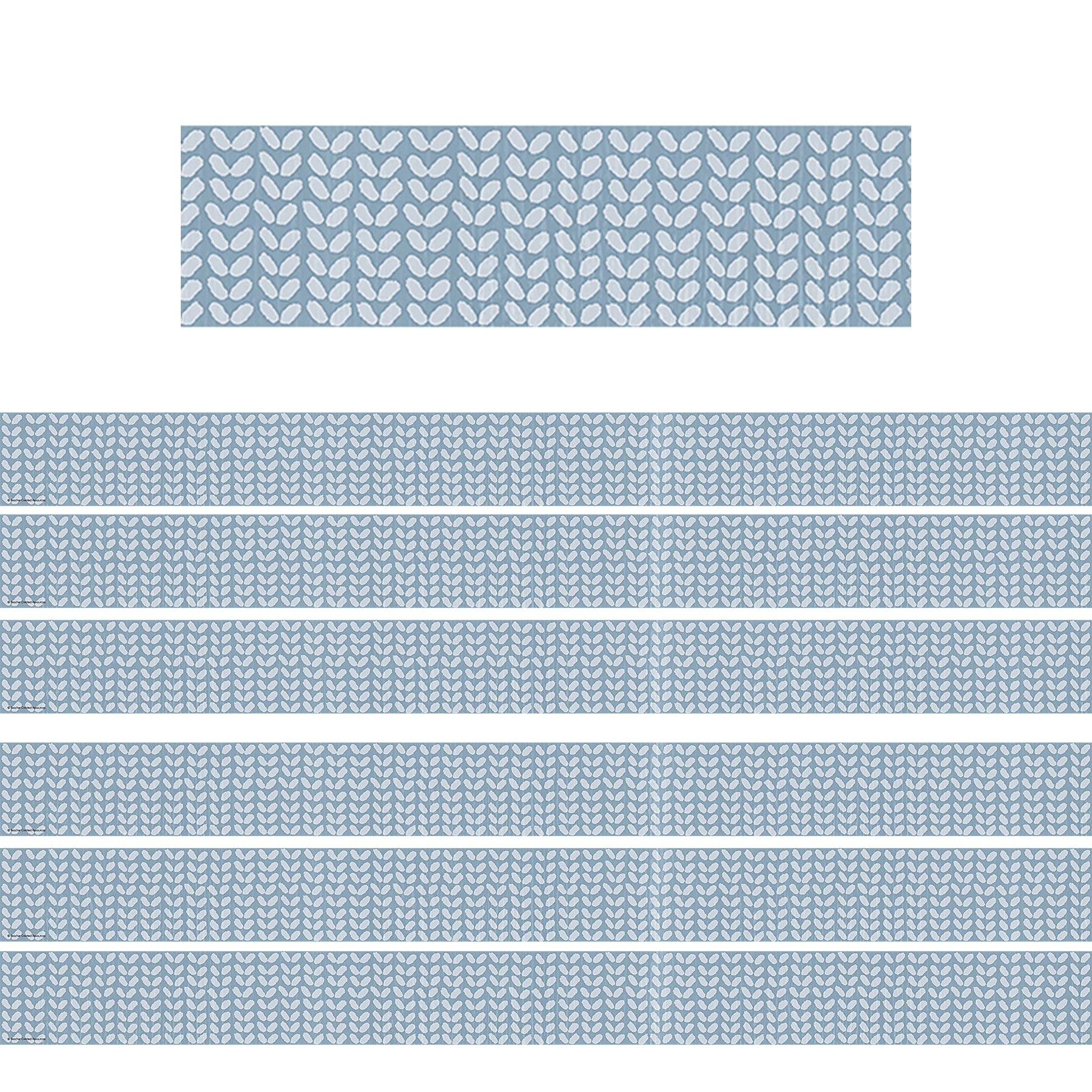 Classroom Cottage Blue Petals Straight Border Trim, 35 Feet Per Pack, 6 Packs - Loomini