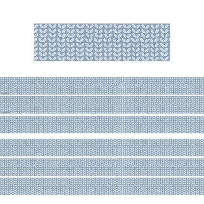 Classroom Cottage Blue Petals Straight Border Trim, 35 Feet Per Pack, 6 Packs - Loomini