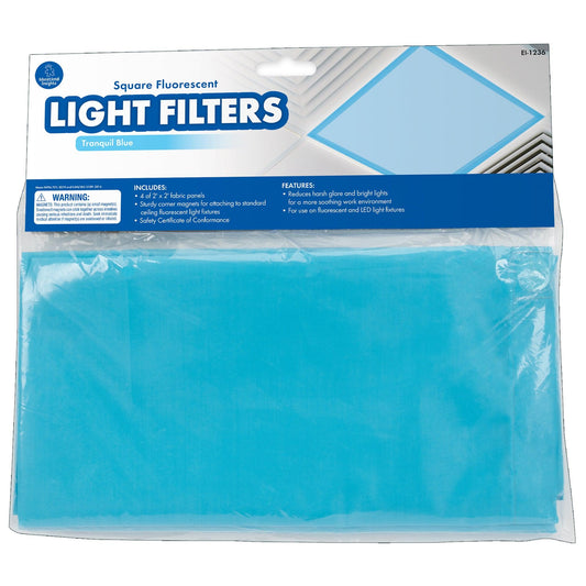 Classroom Light Filters, 2' x 2', Tranquil Blue, Set of 4 - Loomini