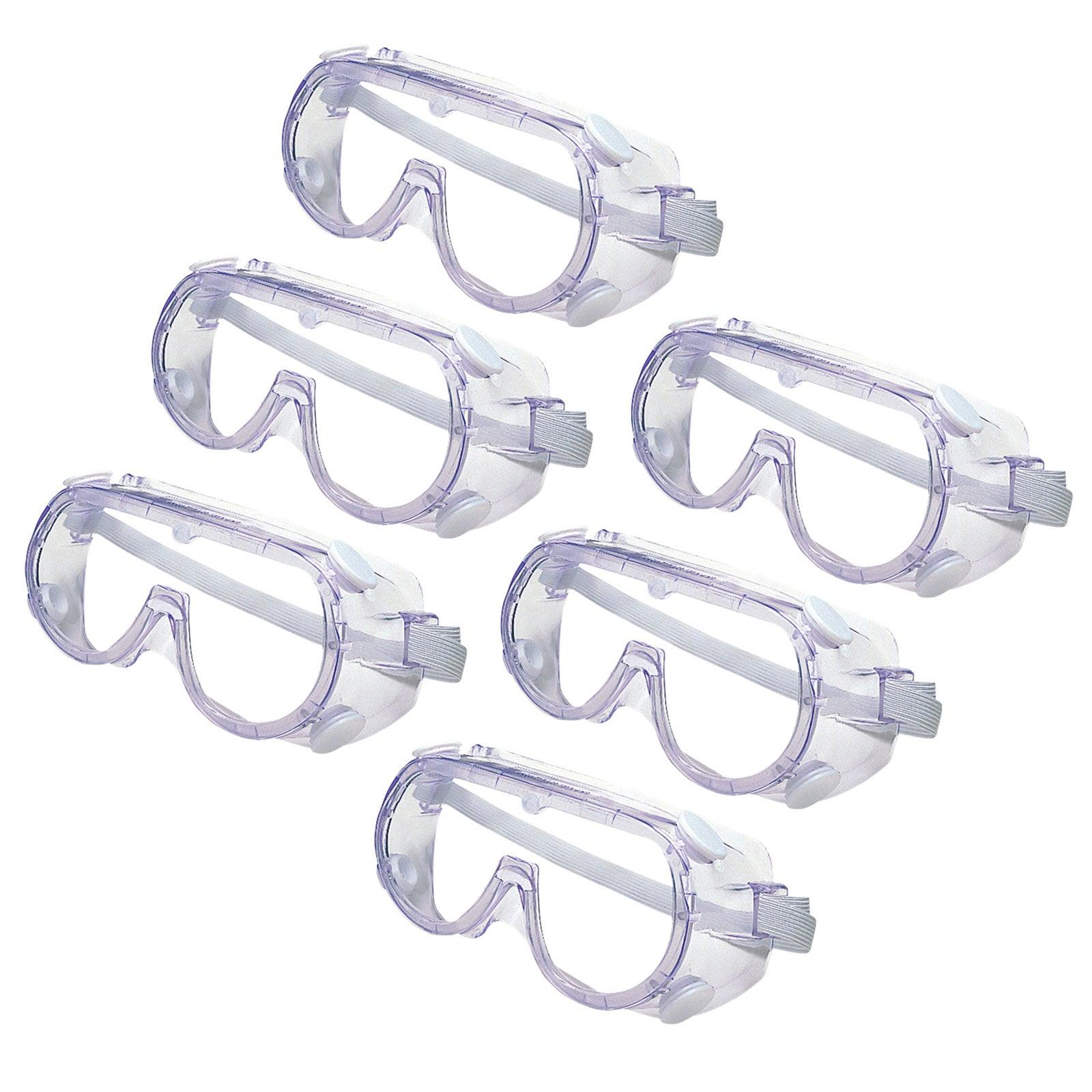 Clear Safety Goggles, Pack of 6 - Loomini