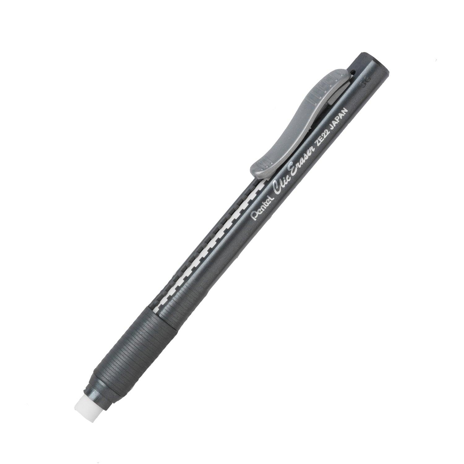 Clic Eraser Grip, Black Barrel, Pack of 12 - Loomini