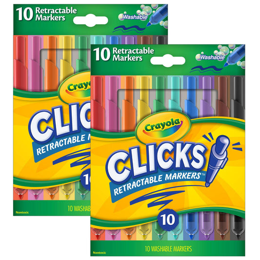 CLICKS Retractable Markers, 10 Per Pack, 2 Packs - Loomini