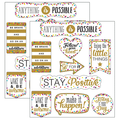 Clingy Thingies® Confetti Positive Sayings Accents, 10 Pieces Per Pack, 2 Packs - Loomini