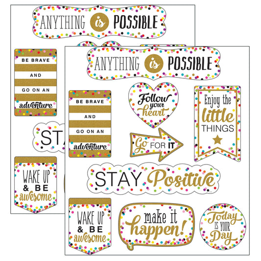 Clingy Thingies® Confetti Positive Sayings Accents, 10 Pieces Per Pack, 2 Packs - Loomini