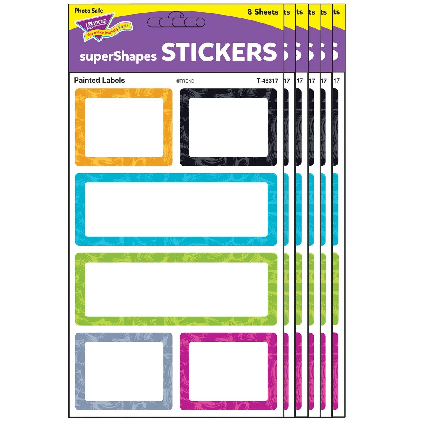 Color Harmony Painted Labels superShapes Stickers - Large, 24 Per Pack, 6 Packs - Loomini