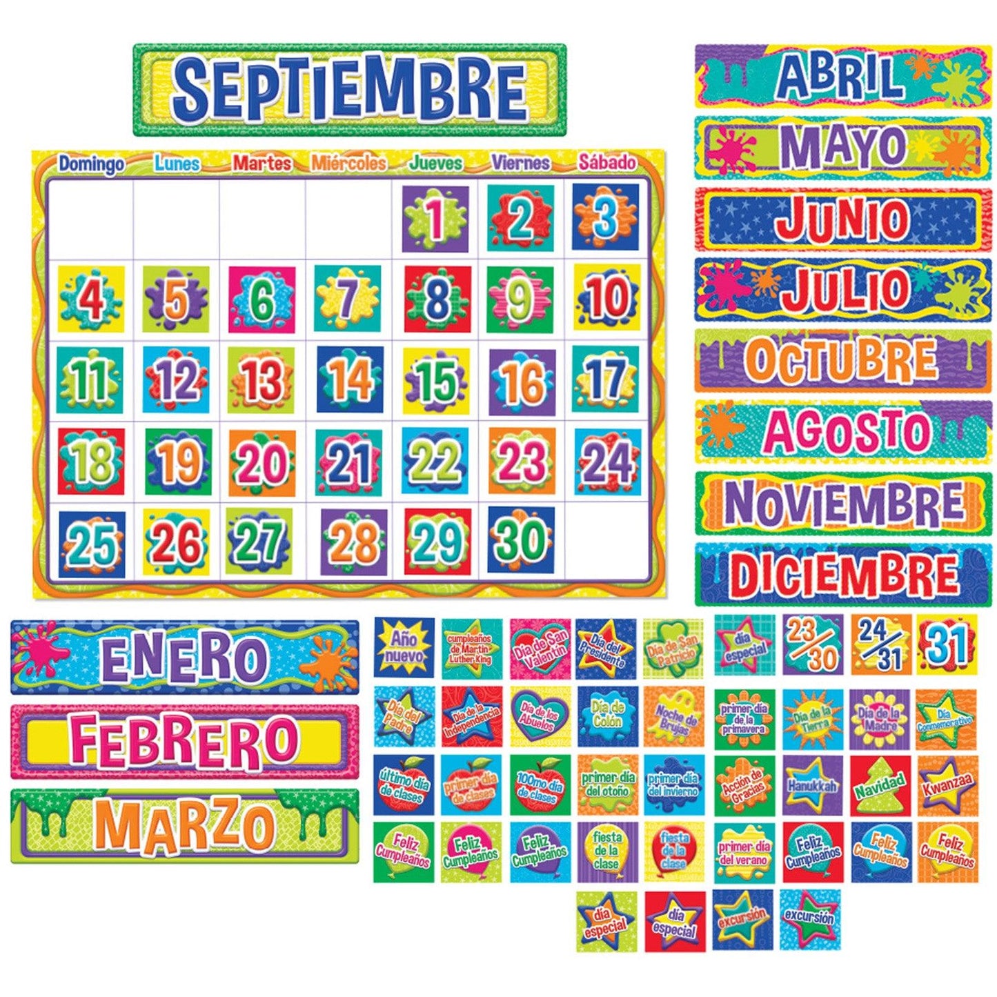 Color My World Spanish Calendar Bulletin Board Sets - Loomini