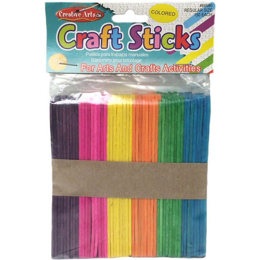 Colored Craft Sticks, Regular Size, 4-1/2" x 3/8", 150 Per Pack, 12 Packs - Loomini