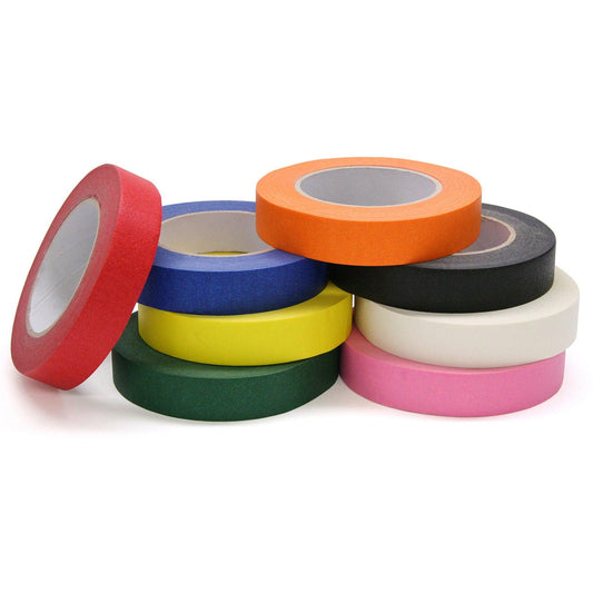 Colored Masking Tape, 8 Assorted Colors, 1" x 60 Yards, 8 Rolls - Loomini