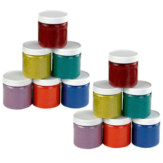 Colored Sand, 6 oz. Jars, 6 Colors Per Pack, 2 Packs - Loomini