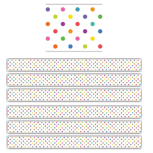 Colorful Dots Straight Border Trim, 35 Feet Per Pack, 6 Packs - Loomini