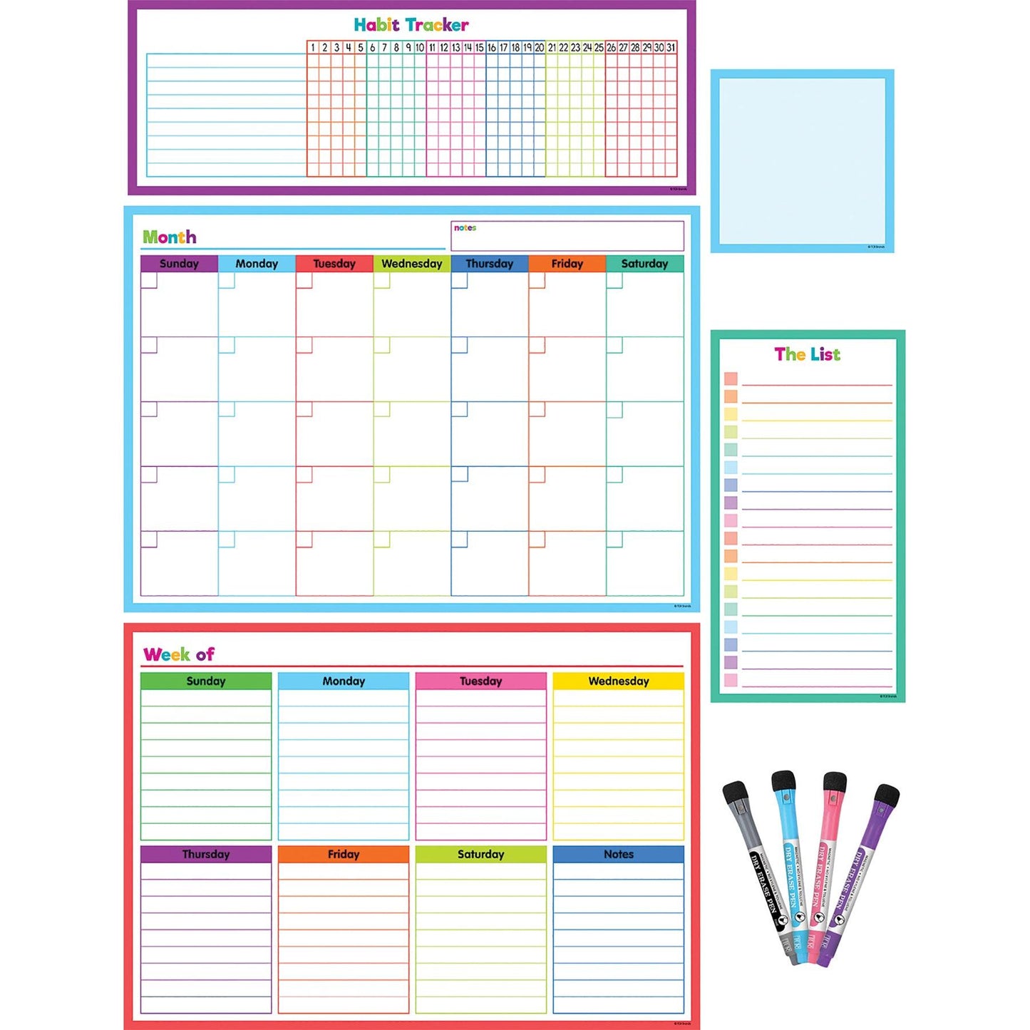 Colorful Dry-Erase Magnetic Calendar Set - Loomini