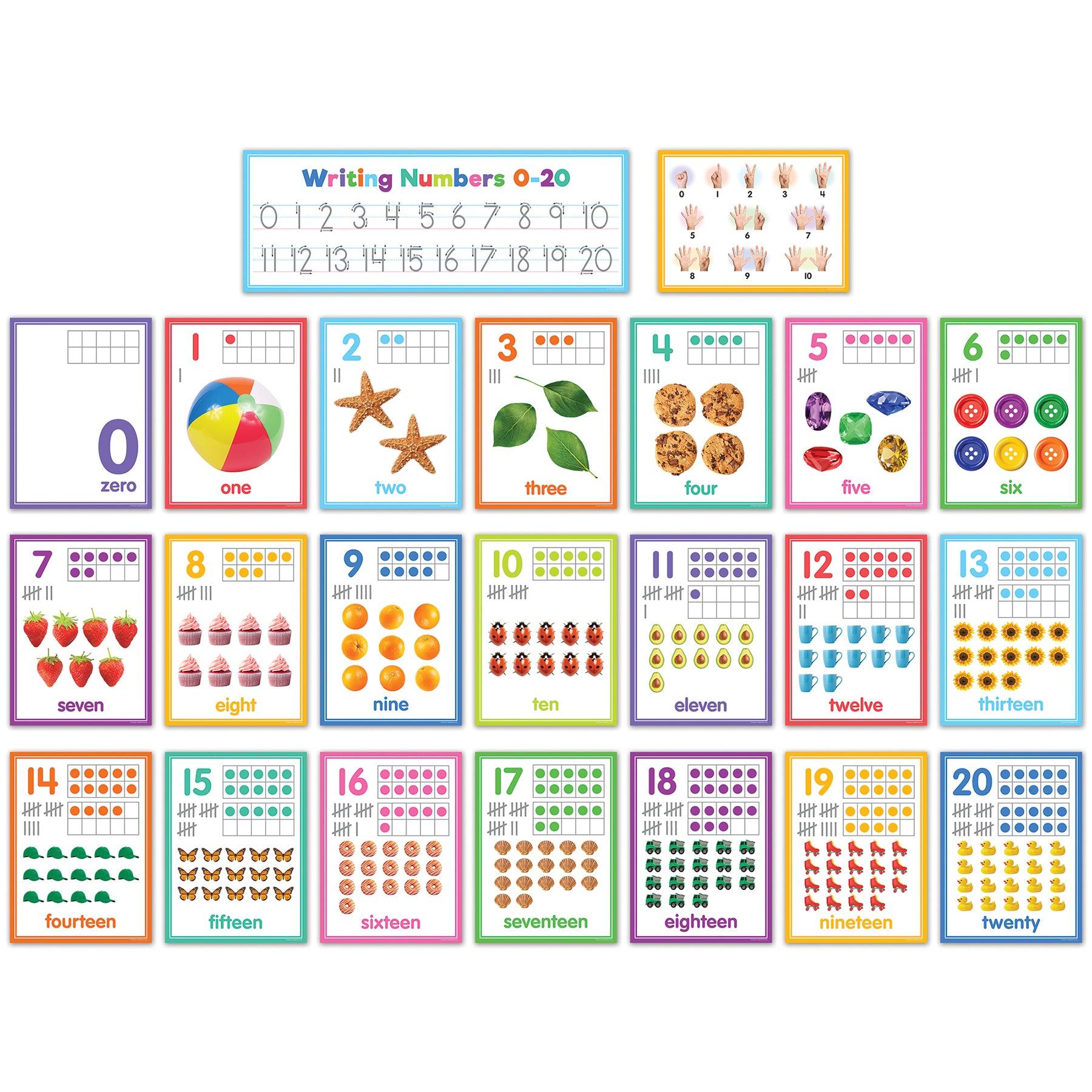 Colorful Numbers 0-20 Bulletin Board Set, 23 Pieces - Loomini