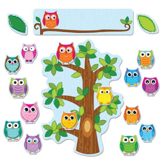 Colorful Owls Behavior Bulletin Board Set - Loomini