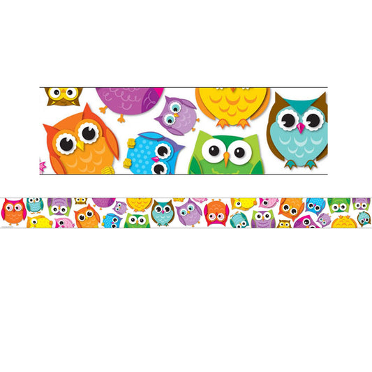 Colorful Owls Straight Border, 36 Feet Per Pack, 6 Packs - Loomini