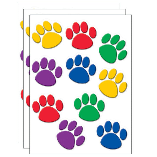 Colorful Paw Print Accents, 30 Per Pack, 3 Packs - Loomini