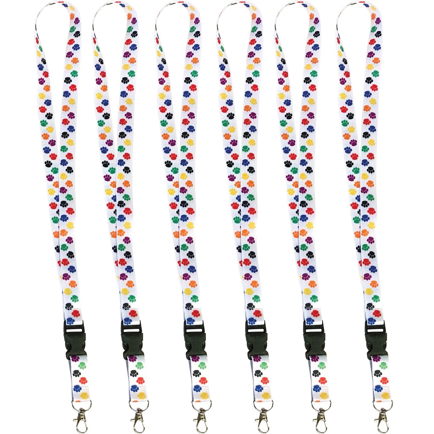 Colorful Paw Print Lanyard, Pack of 6 - Loomini