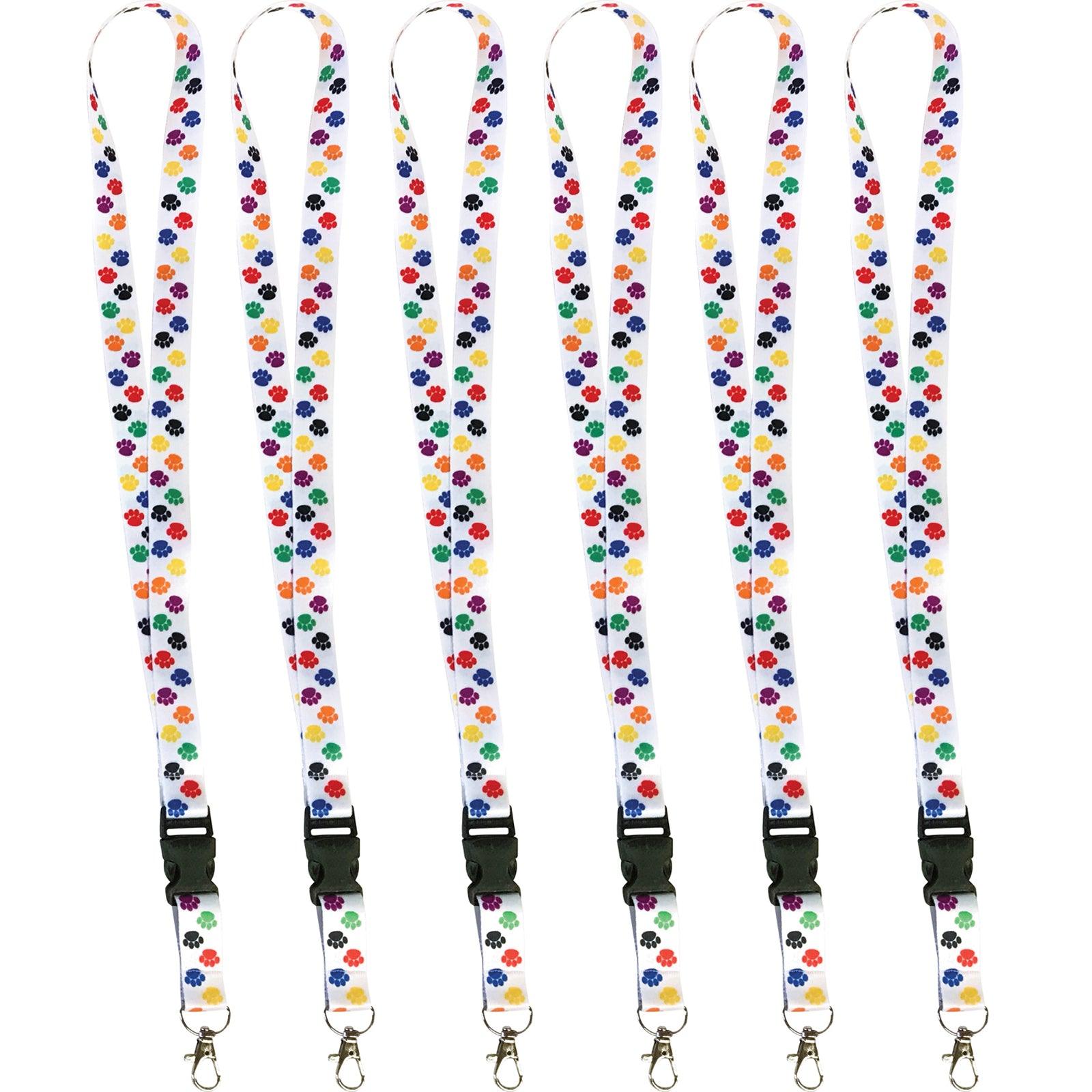 Colorful Paw Print Lanyard, Pack of 6 - Loomini