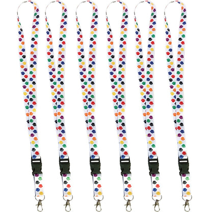 Colorful Paw Print Lanyard, Pack of 6 - Loomini