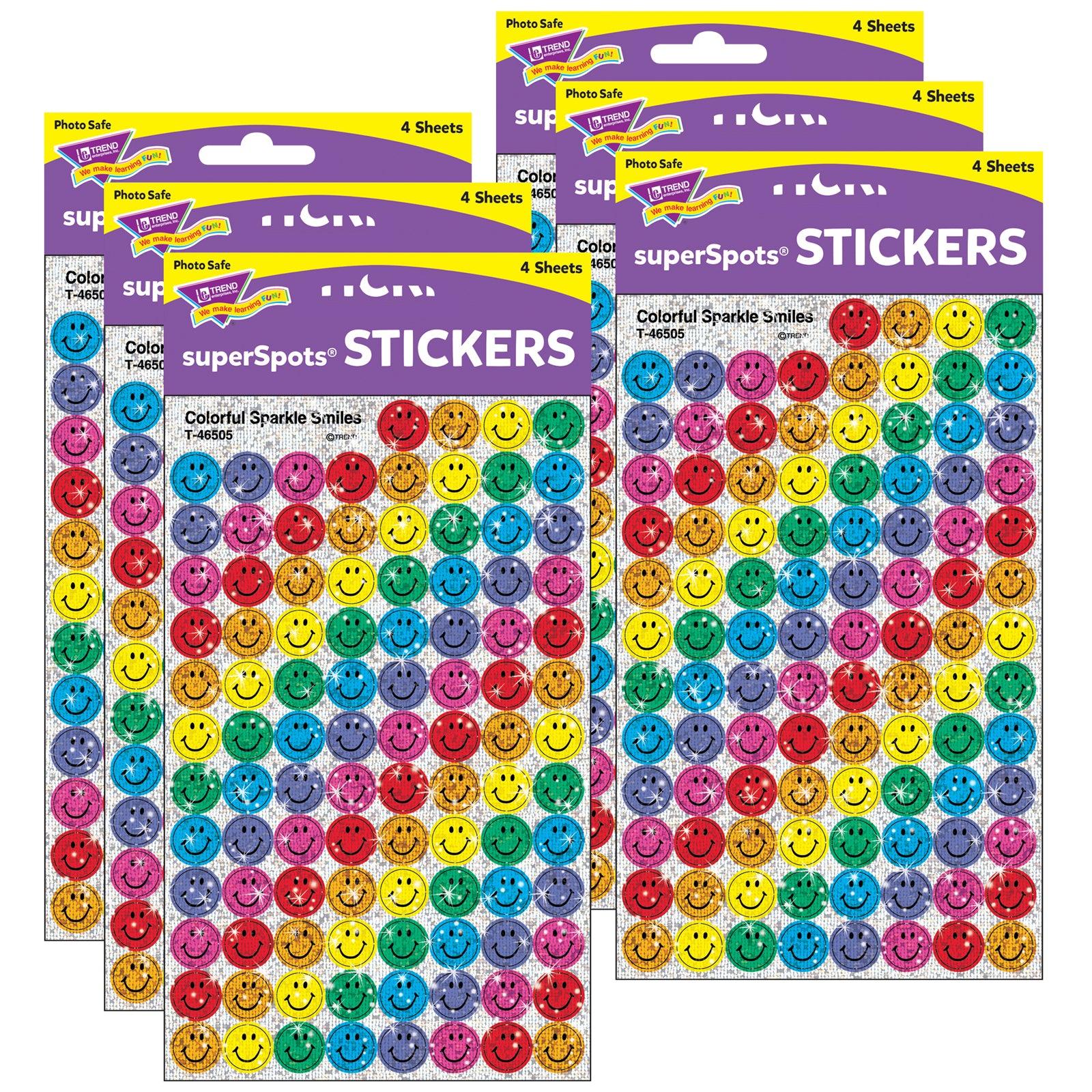 Colorful Smiles superSpots® Stickers-Sparkle, 400 Per Pack, 6 Packs - Loomini
