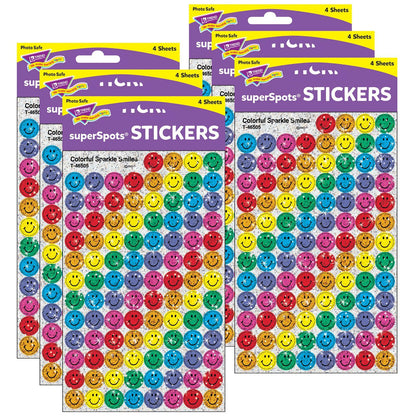 Colorful Smiles superSpots® Stickers-Sparkle, 400 Per Pack, 6 Packs - Loomini