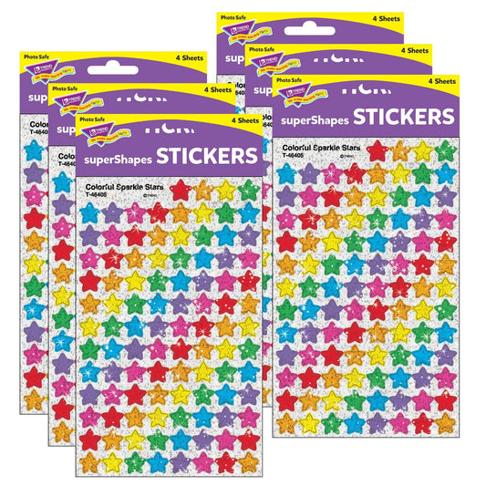Colorful Sparkle Stars superShapes Stickers, 400 Per Pack, 6 Packs - Loomini
