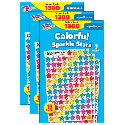 Colorful Sparkle Stars superShapes Value Pack, 1300 Per Pack, 3 Packs - Loomini