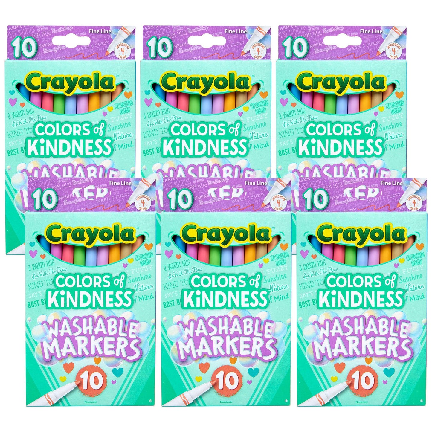 Colors of Kindness Fine Line Washable Markers, 10 Per Pack, 6 Packs - Loomini