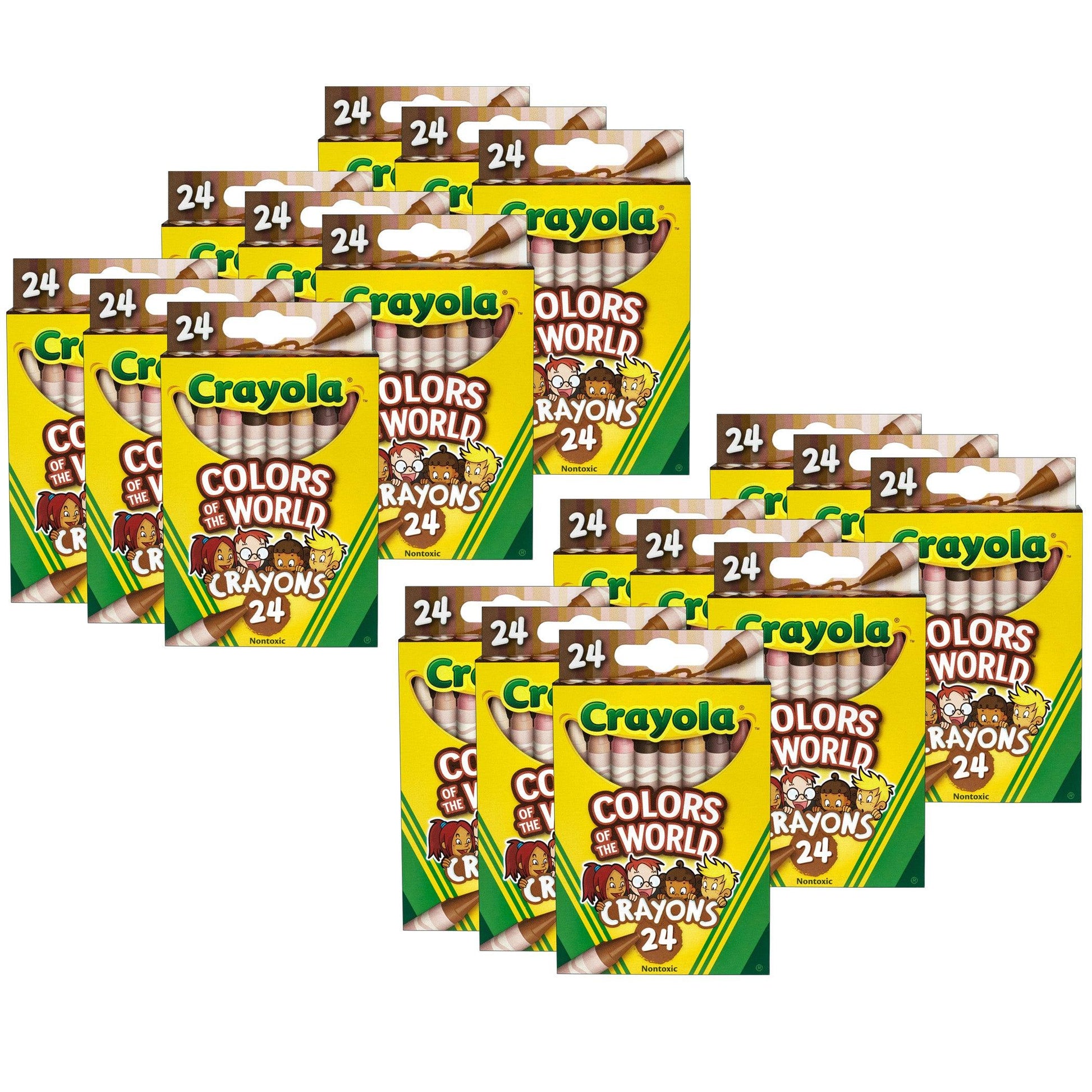 Colors of the World Crayons, 24 Per Pack, 12 Packs - Loomini