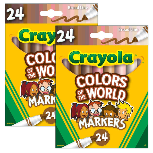 Colors of the World Markers, 24 Per Pack, 2 Packs - Loomini