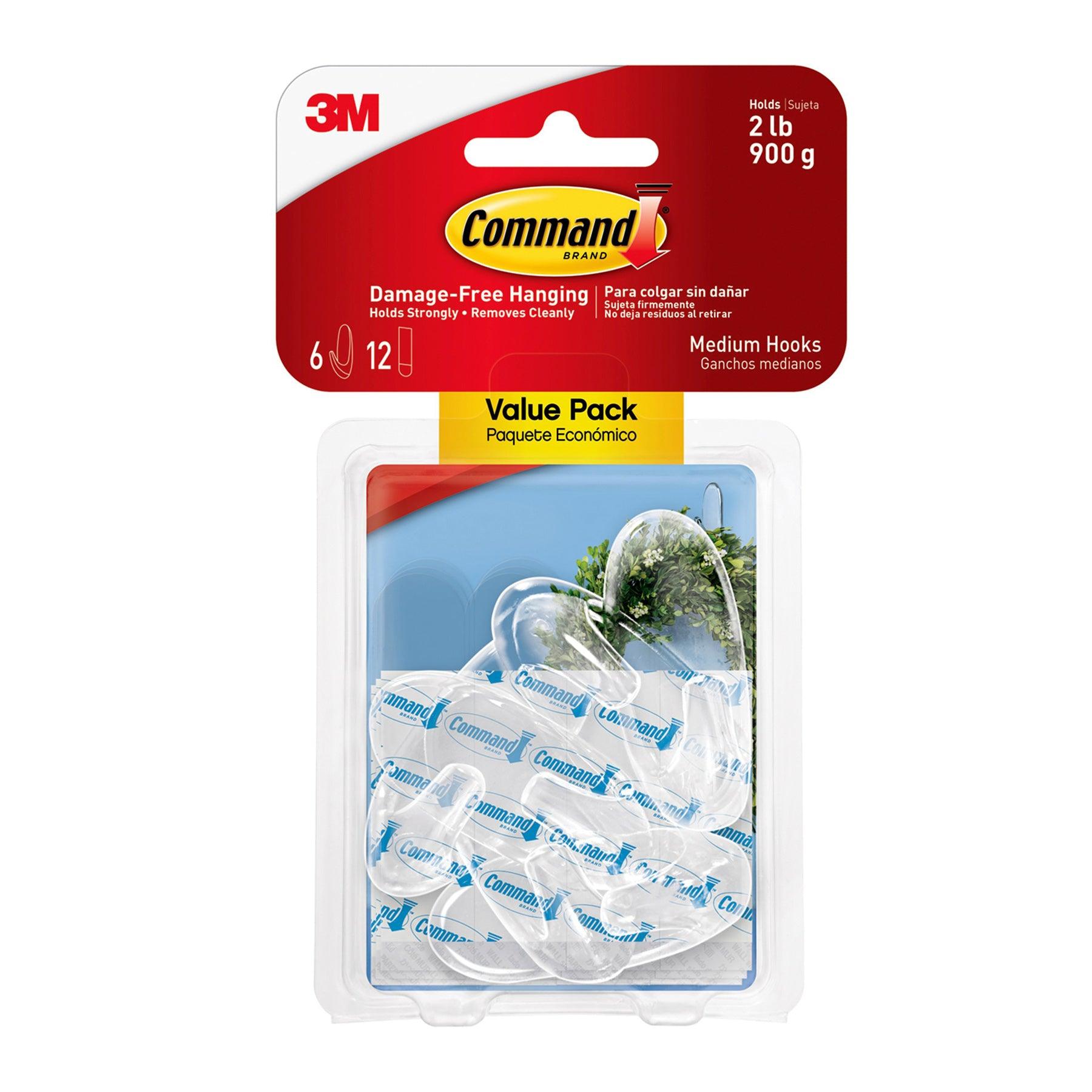 Command™ Clear Medium Hooks Value Pack, 6 Count - Loomini