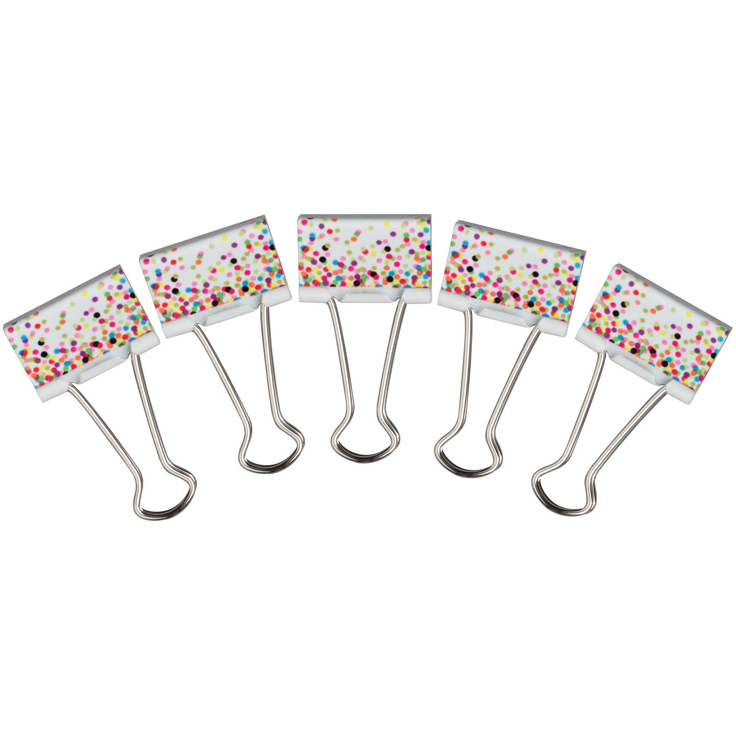 Confetti Binder Clips, Medium, 8 Per Pack, 6 Packs - Loomini