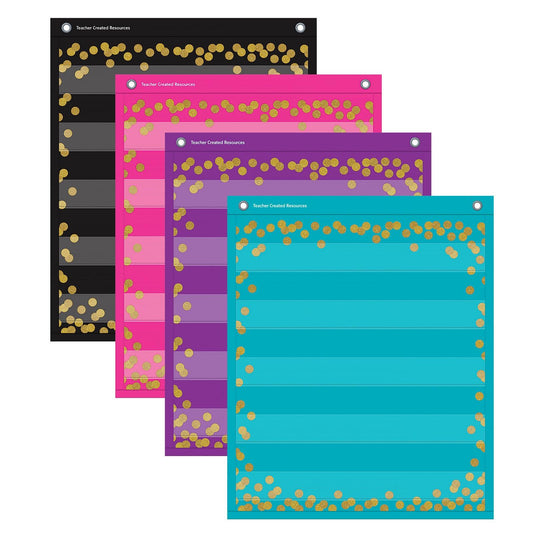 Confetti Colorful Magnetic Mini Pocket Charts, 14" x 17" - Loomini