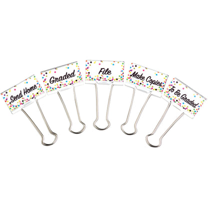 Confetti Large Binder Clips, Management, 5 Per Pack, 3 Packs - Loomini