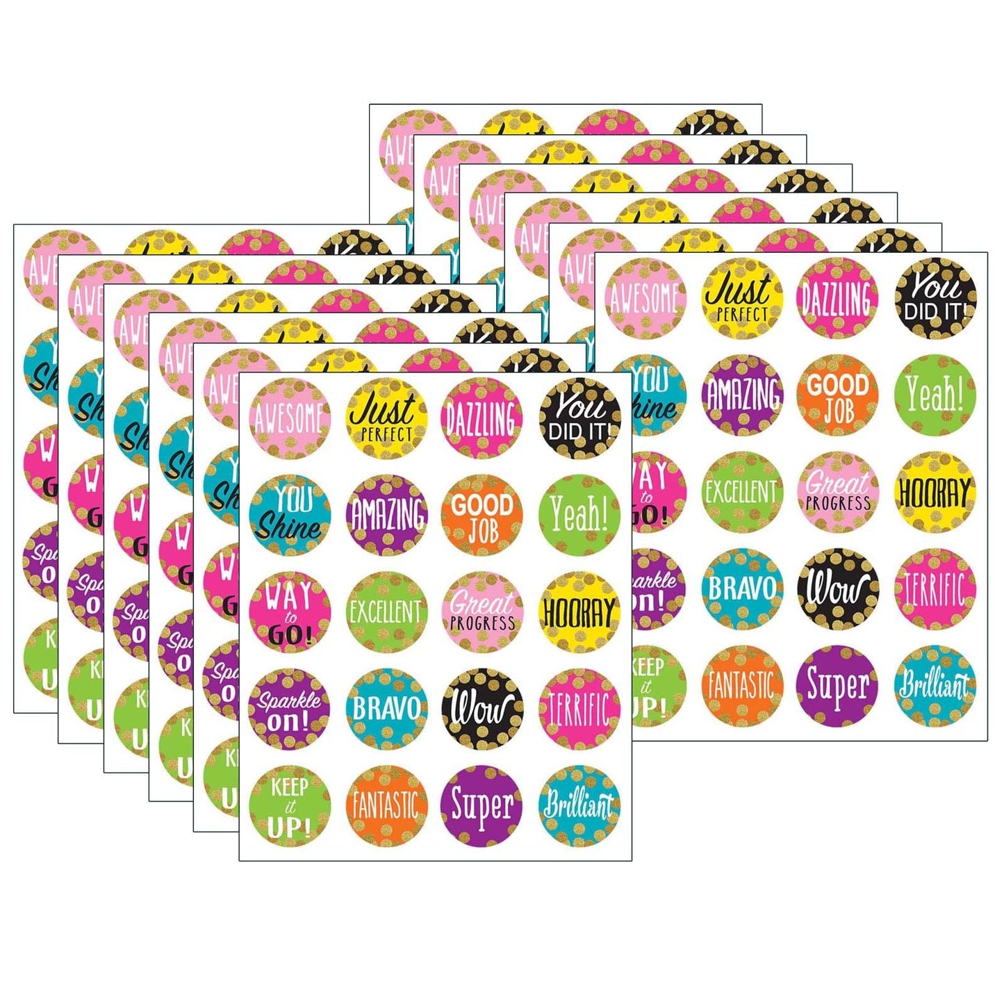 Confetti Stickers, 120 Per Pack, 12 Packs - Loomini