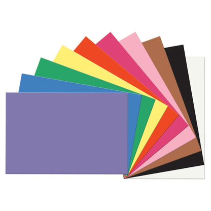 Construction Paper, 10 Assorted Colors, 12" x 18", 50 Sheets Per Pack, 5 Packs - Loomini