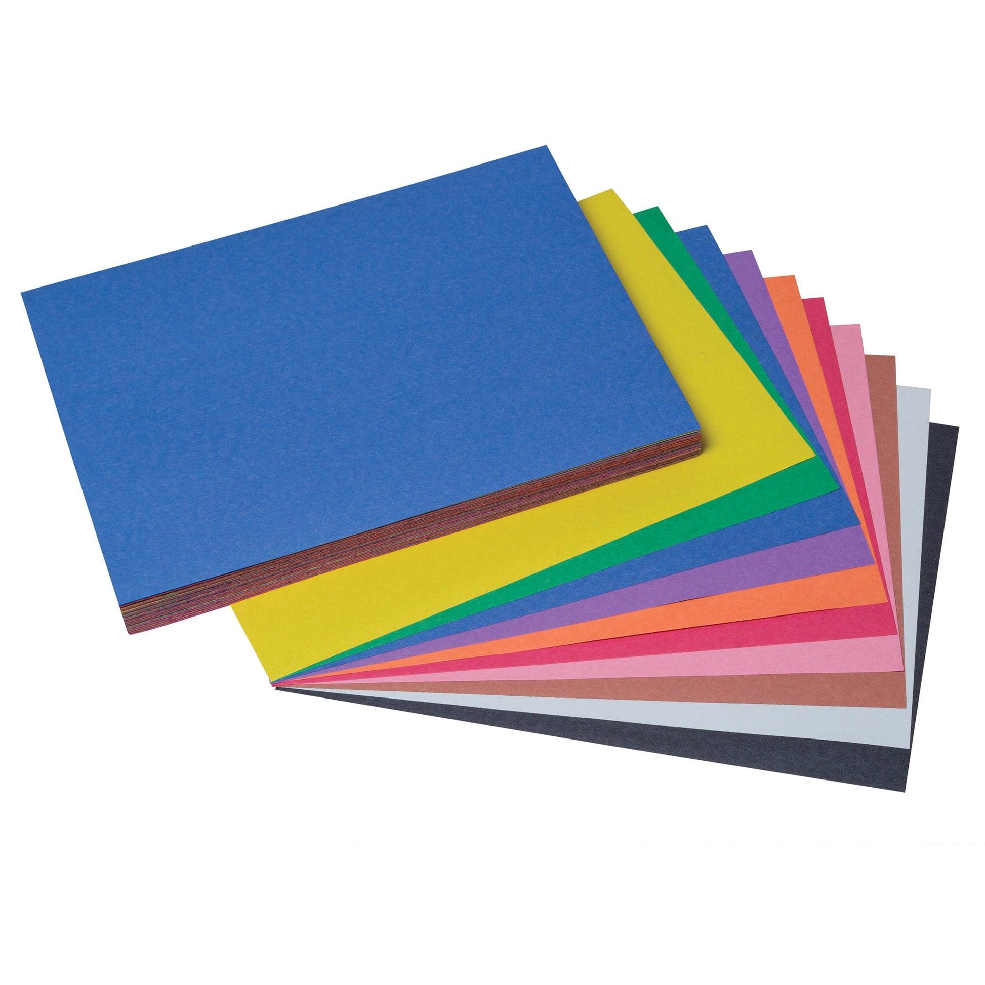 Construction Paper, 10 Assorted Colors, 9" x 12", 100 Sheets Per Pack, 5 Packs - Loomini