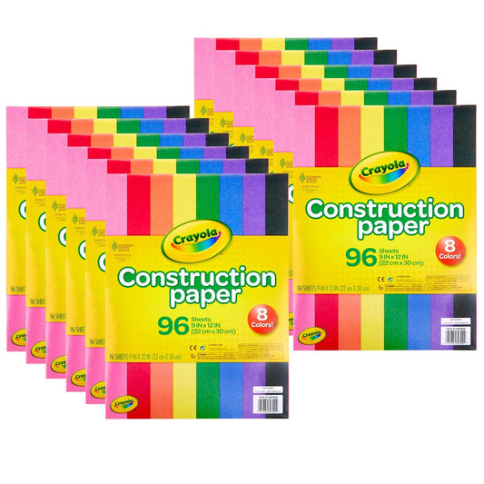 Construction Paper, 96 Sheets Per Pack, 12 Packs - Loomini