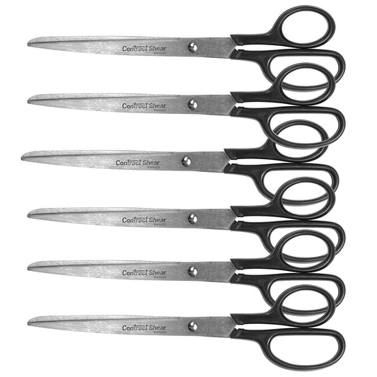 Contract Stainless Steel Scissors 9", Black, Pack of 6 - Loomini
