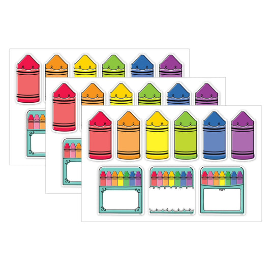 Core Decor Doodle Crayons 6" Designer Cut-Outs, 54 Per Pack, 3 Packs - Loomini