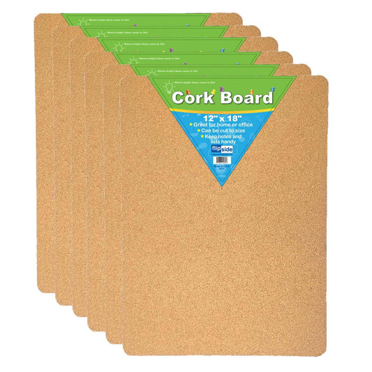 Cork Bulletin Board, 12" x 18", Pack of 6 - Loomini