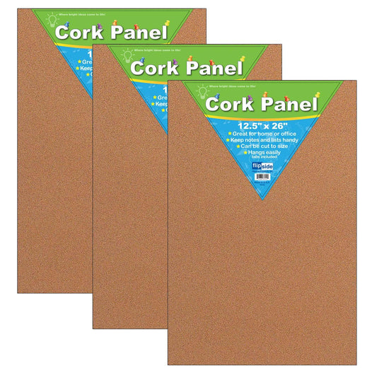 Cork Panel, 12.5" x 26", Pack of 3 - Loomini