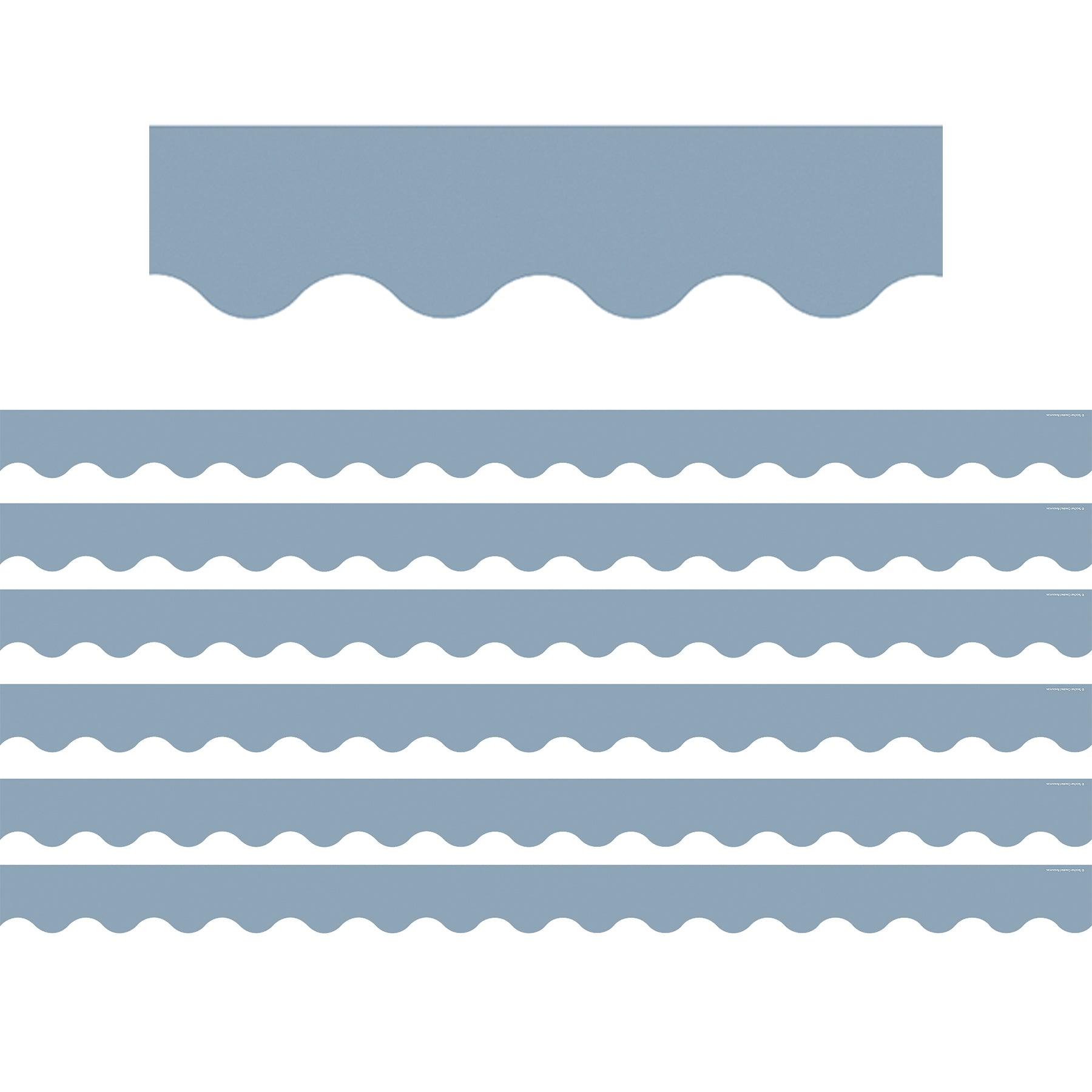 Cottage Blue Scalloped Border Trim, 35 Feet Per Pack, 6 Packs - Loomini