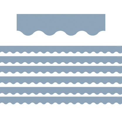 Cottage Blue Scalloped Border Trim, 35 Feet Per Pack, 6 Packs - Loomini