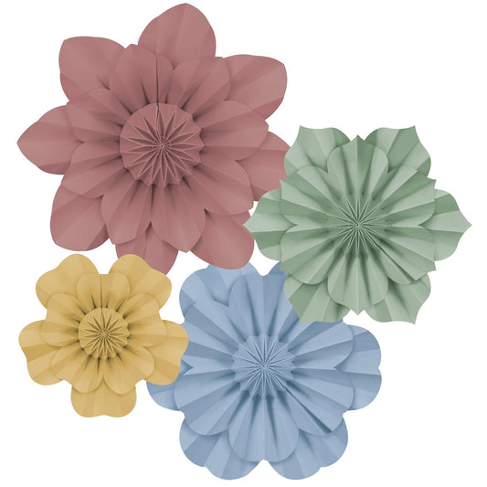 Cottage Charm Paper Flowers, Pack of 4 - Loomini