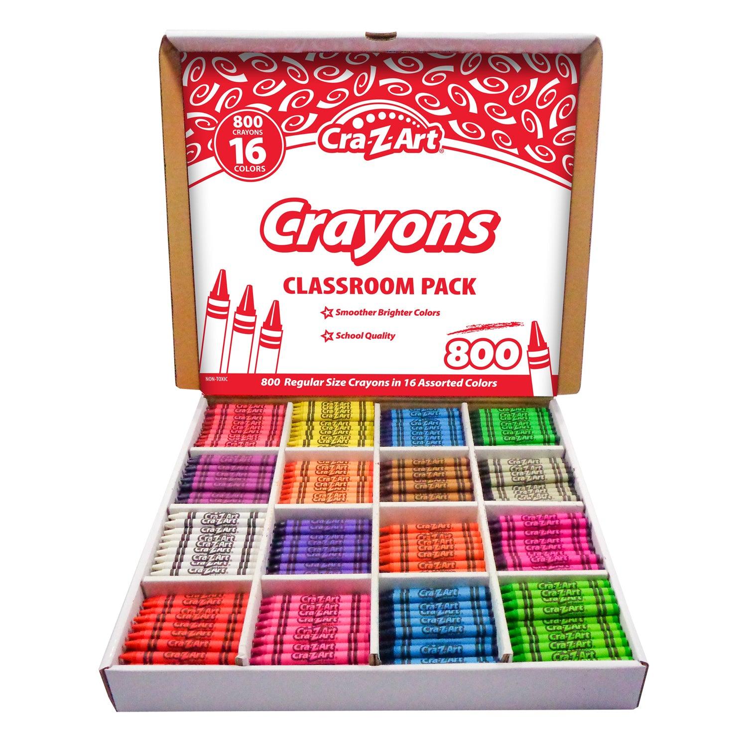 Crayon Classroom Pack, 16 Color, Box of 800 - Loomini