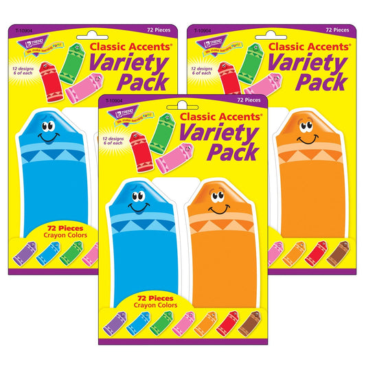 Crayon Colors Classic Accents® Variety Pack, 72 Per Pack, 3 Packs - Loomini