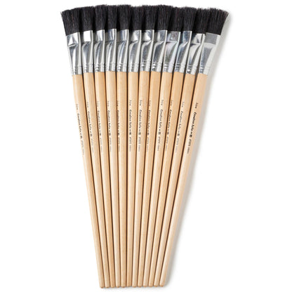 Creative Arts Flat Easel Brushes, 3/4" Bristle, Black, 12 Per Pack, 2 Packs - Loomini