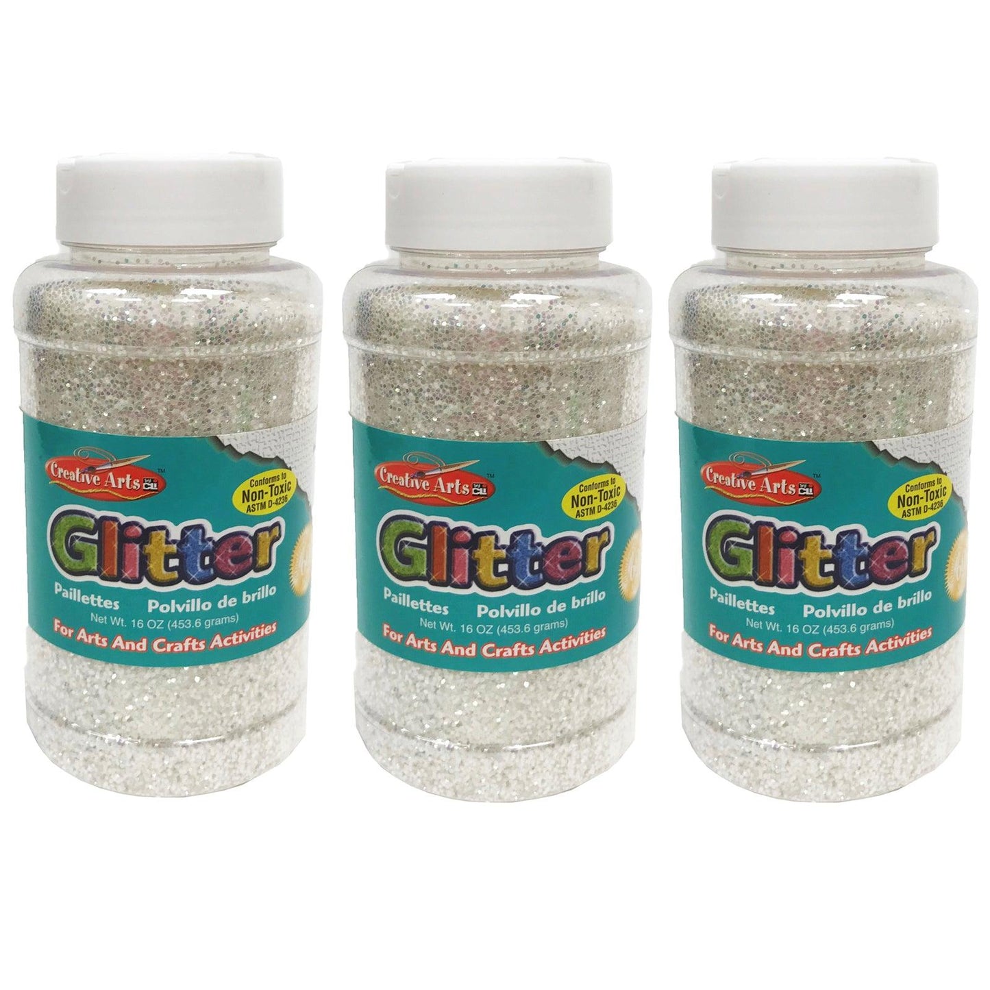 Creative Arts™ Glitter, 1 lb. Bottle, Iridescent, Pack of 3 - Loomini