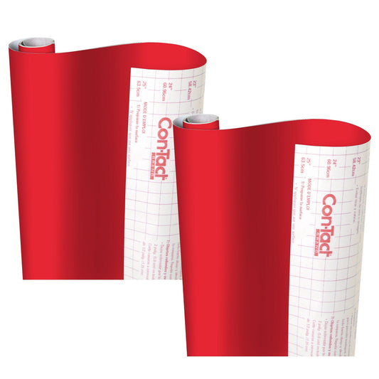 Creative Covering™ Adhesive Covering, Red, 18" x 16 ft, 2 Rolls - Loomini